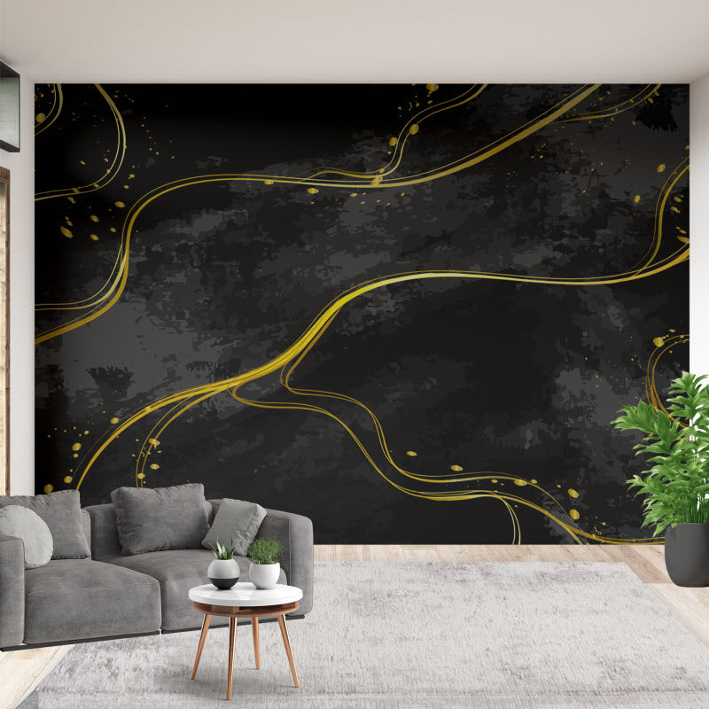 Tapete mit Motiv: Schwarz Gold marmoriert