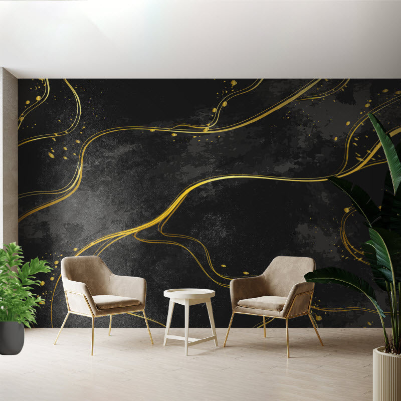 Tapete mit Motiv: Schwarz Gold marmoriert