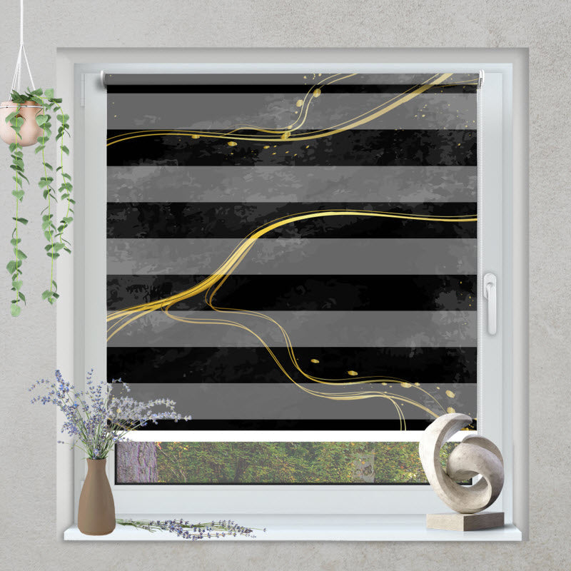 Klemmfix Doppelrollo mit Motiv: Schwarz Gold marmoriert