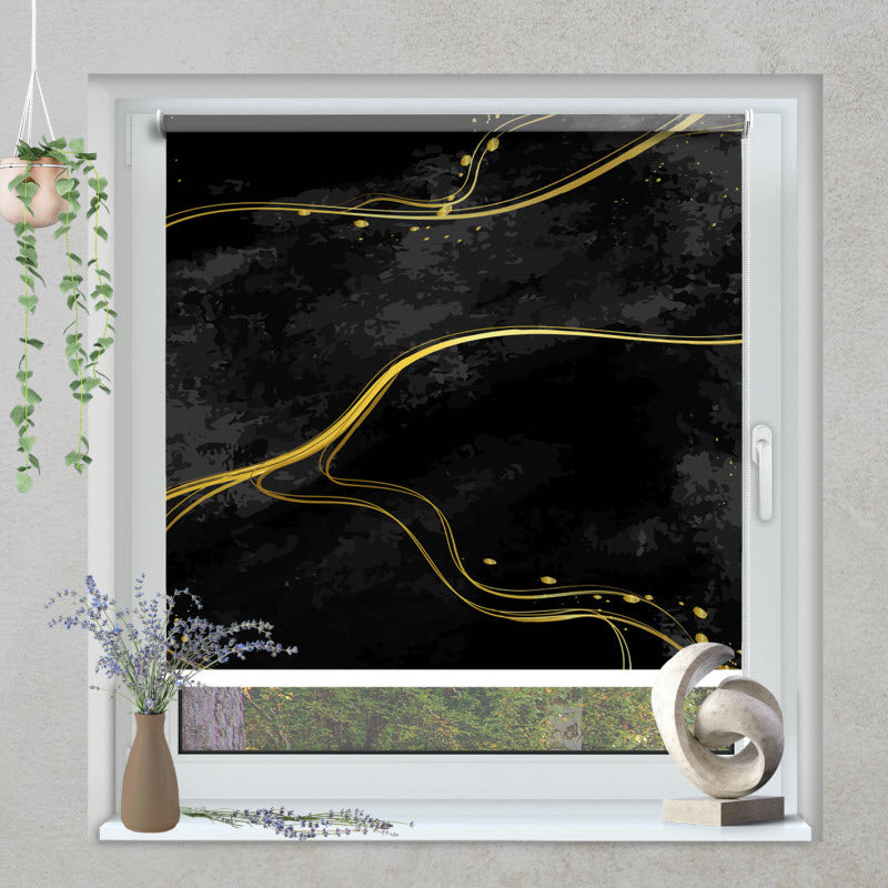 Klemmfix Rollo mit Motiv: Schwarz Gold marmoriert