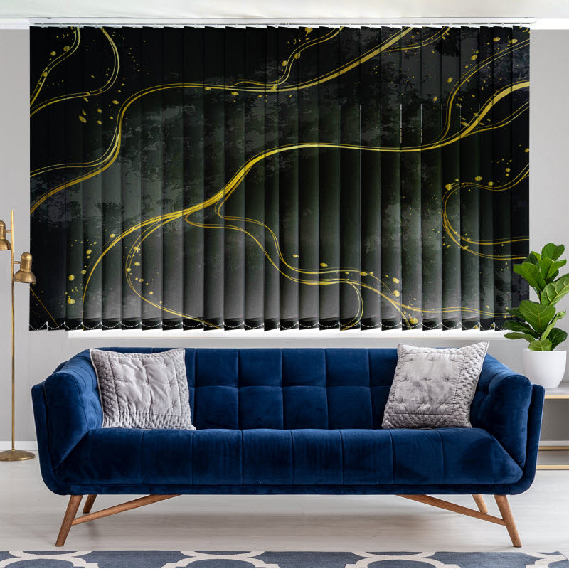Lamellenvorhang mit Motiv: Schwarz Gold marmoriert