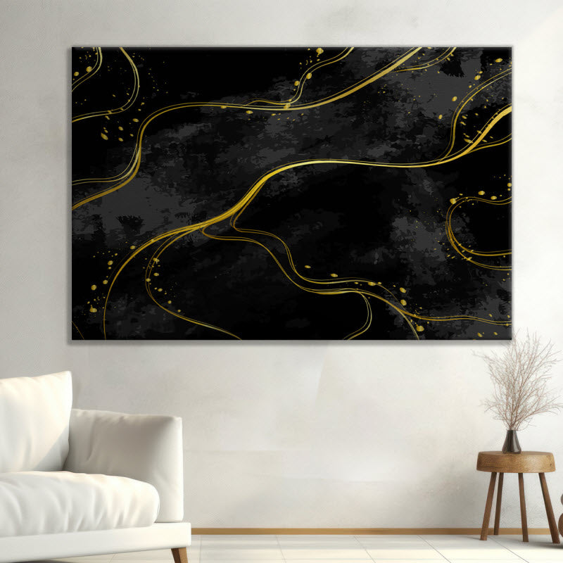 Leinwand mit Motiv: Schwarz Gold marmoriert