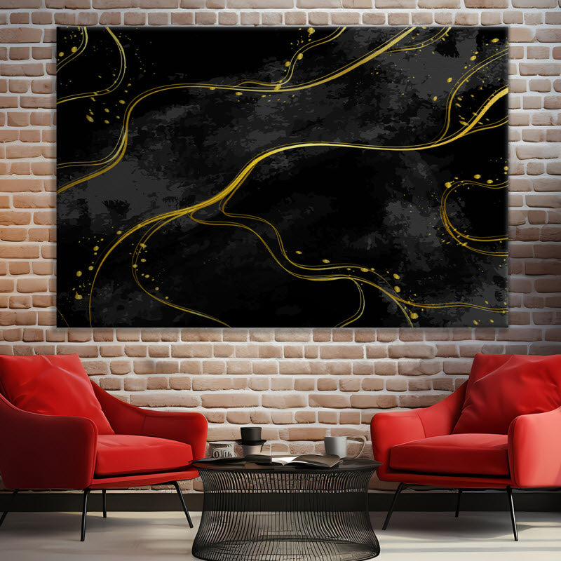 Leinwand mit Motiv: Schwarz Gold marmoriert