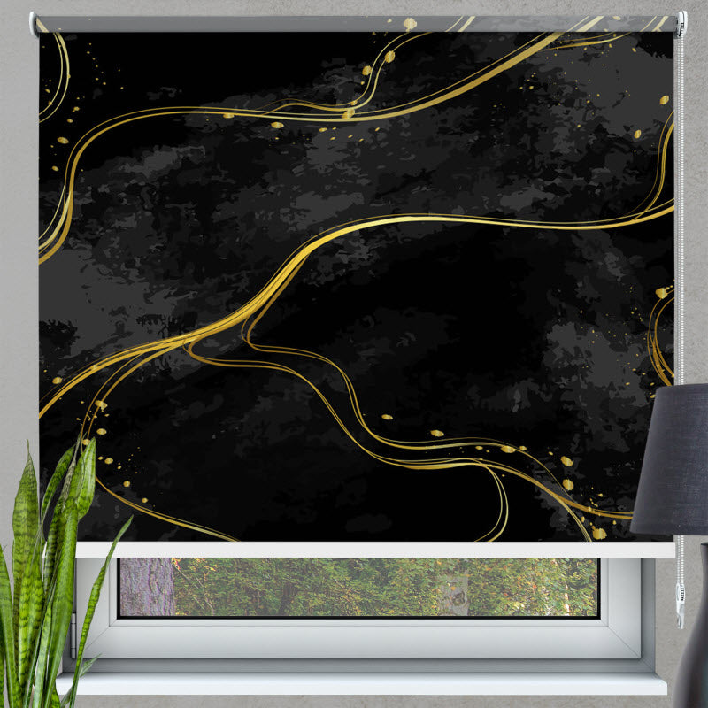 Rollo mit Motiv: Schwarz Gold marmoriert