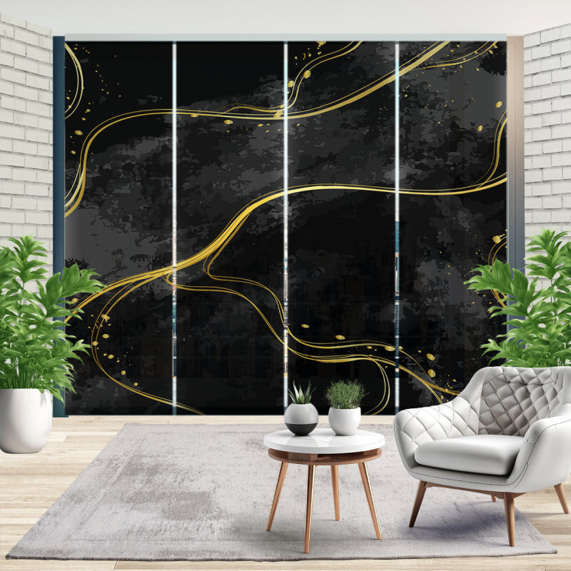 Schiebegardine mit Motiv: Schwarz Gold marmoriert