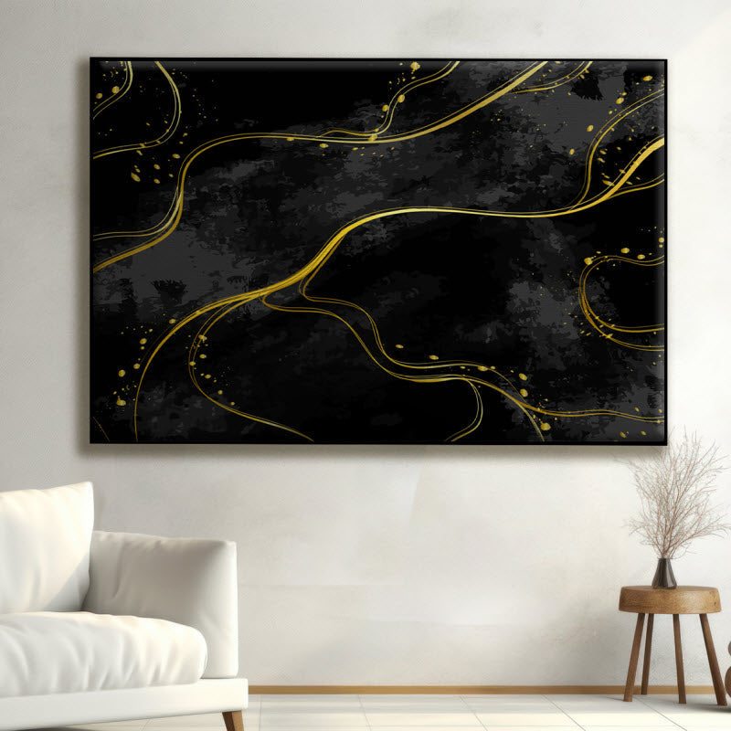 Textilspannrahmen mit Motiv: Schwarz Gold marmoriert