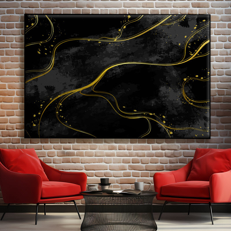 Textilspannrahmen mit Motiv: Schwarz Gold marmoriert