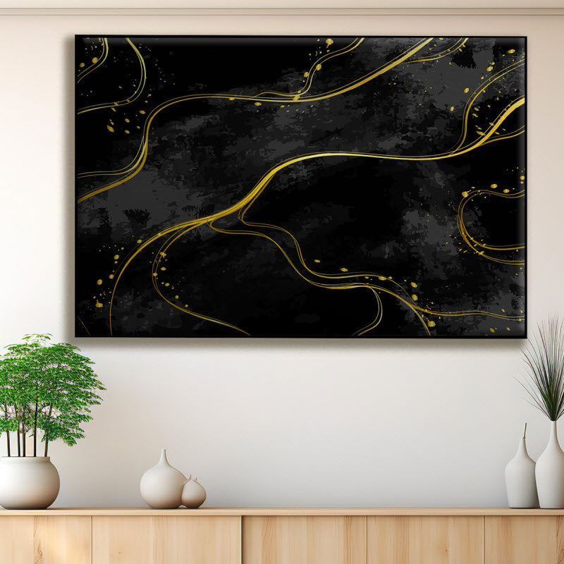 Textilspannrahmen mit Motiv: Schwarz Gold marmoriert