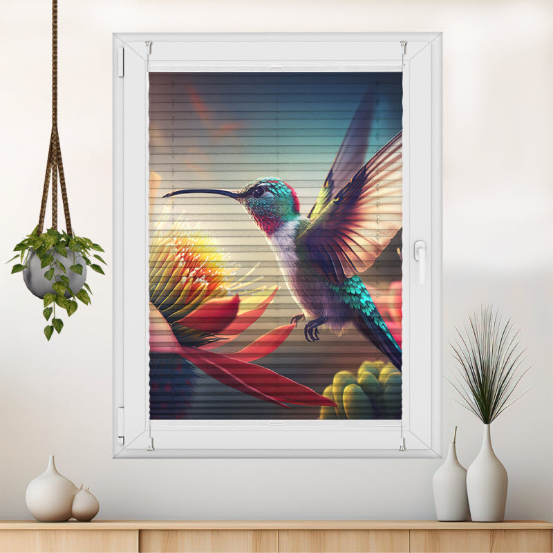 Wabenplissee mit Motiv: Kolibri