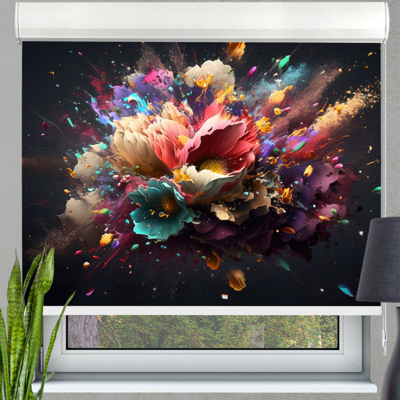 Kassettenrollo mit Motiv: Blumenexplosion