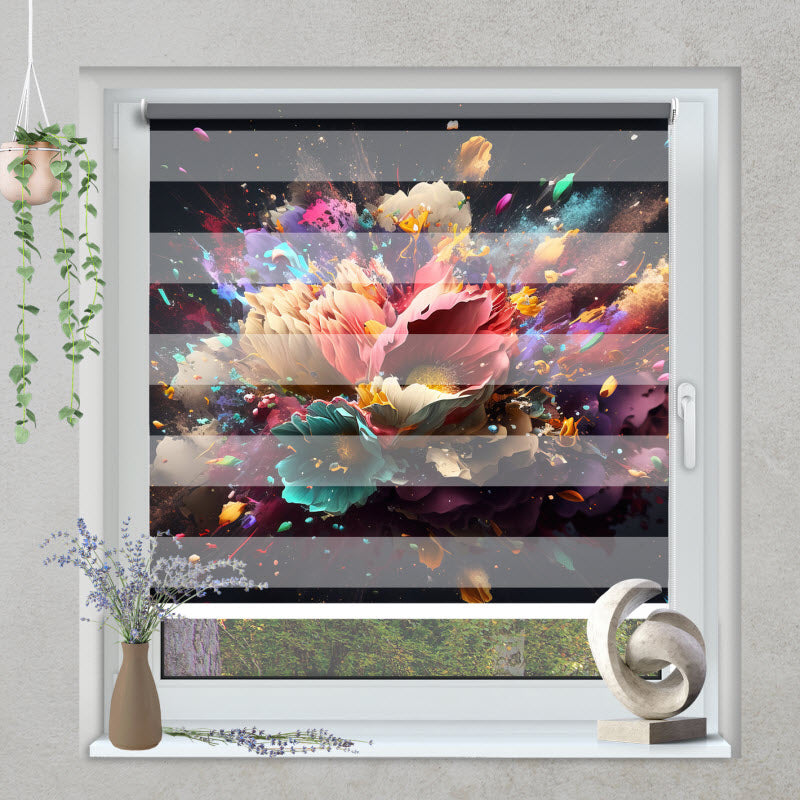 Klemmfix Doppelrollo mit Motiv: Blumenexplosion