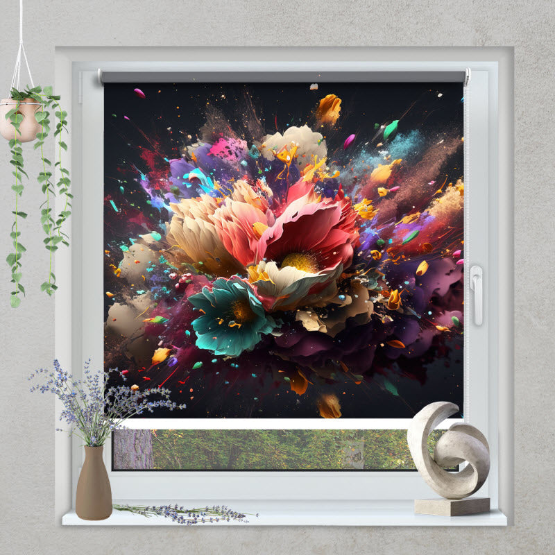Klemmfix Rollo mit Motiv: Blumenexplosion