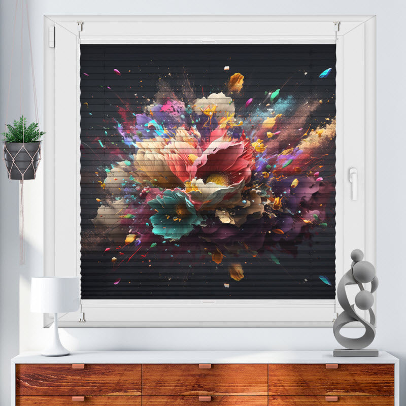 Plissee mit Motiv: Blumenexplosion