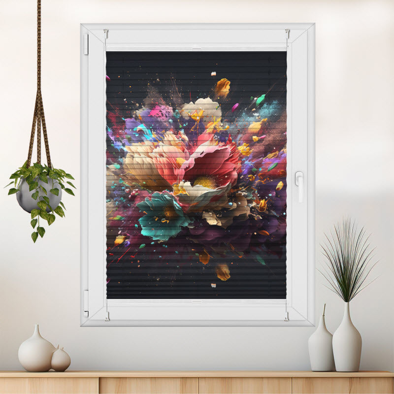 Plissee mit Motiv: Blumenexplosion