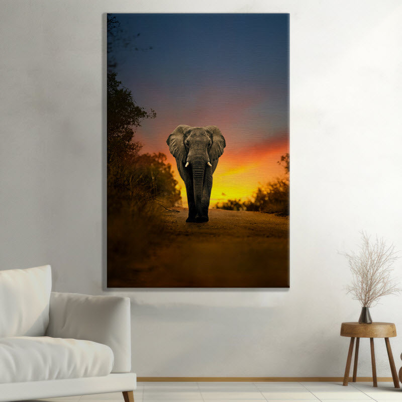 Leinwand mit Motiv: Elefant Sonnenuntergang