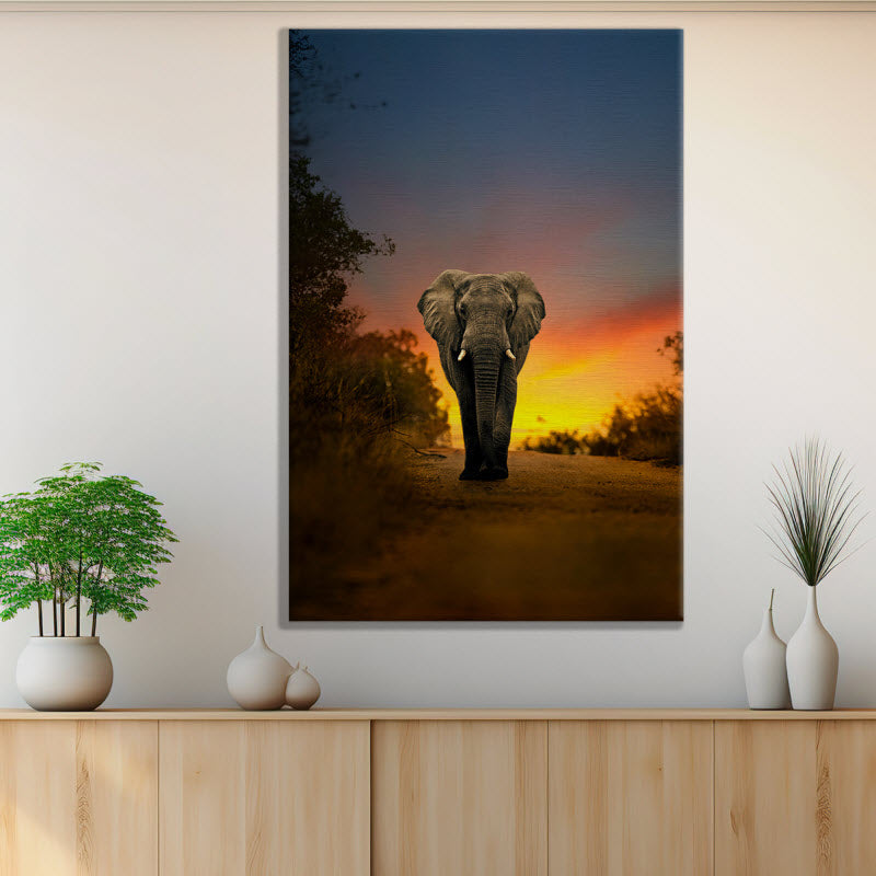 Leinwand mit Motiv: Elefant Sonnenuntergang