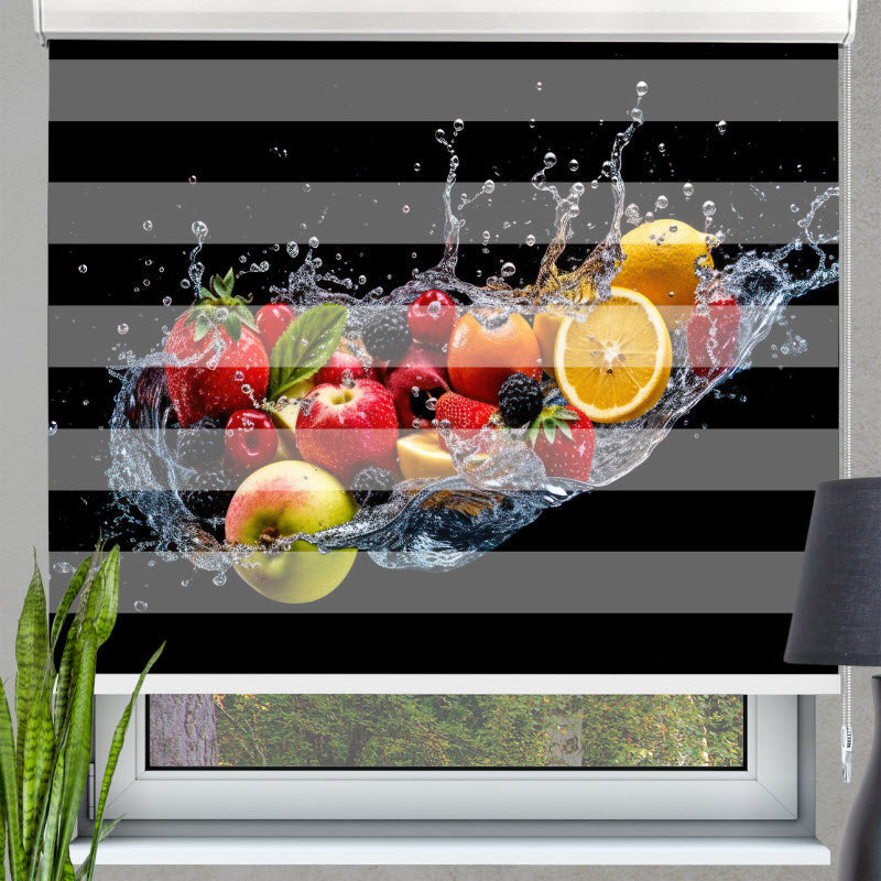 Doppelrollo mit Motiv: Bunte Obstexplosion V3