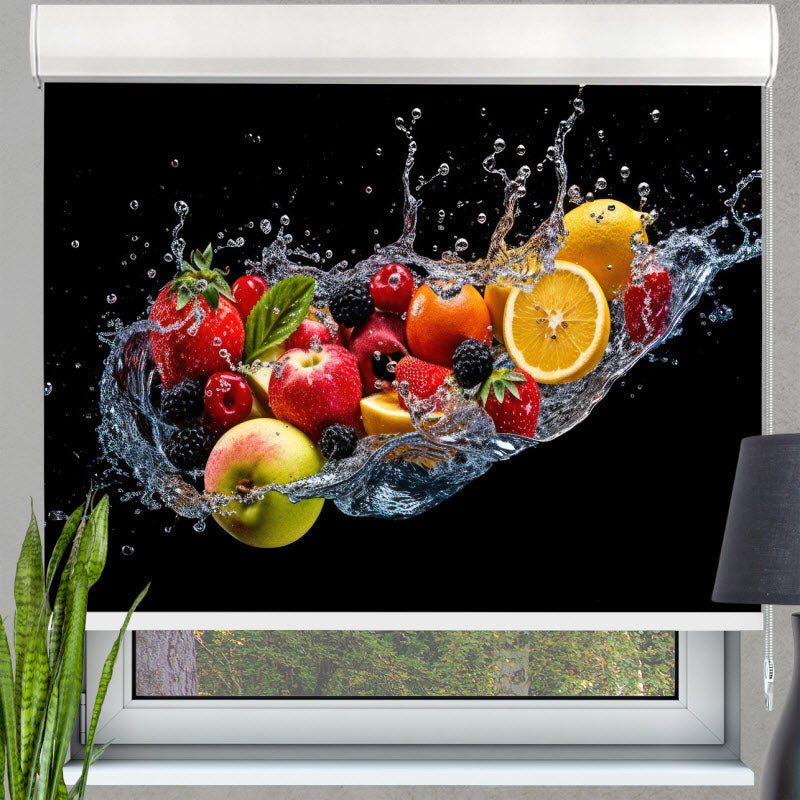 Kassettenrollo mit Motiv: Bunte Obstexplosion V3