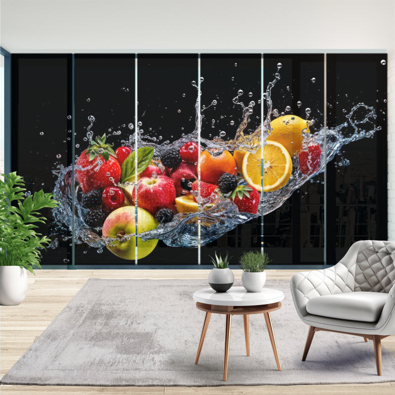 Schiebegardine mit Motiv: Bunte Obstexplosion V3