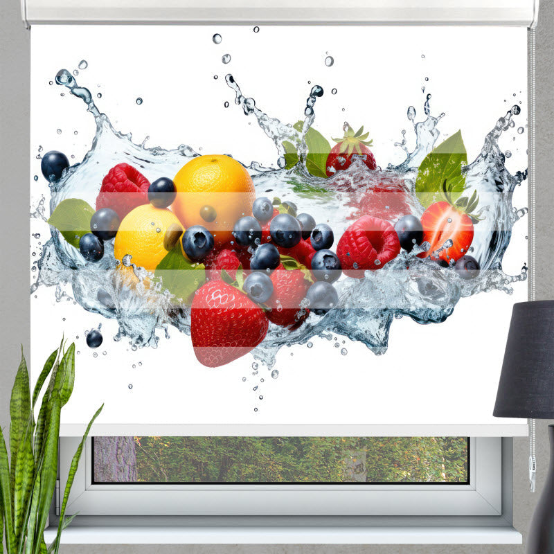 Doppelrollo mit Motiv: Bunte Obstexplosion V4