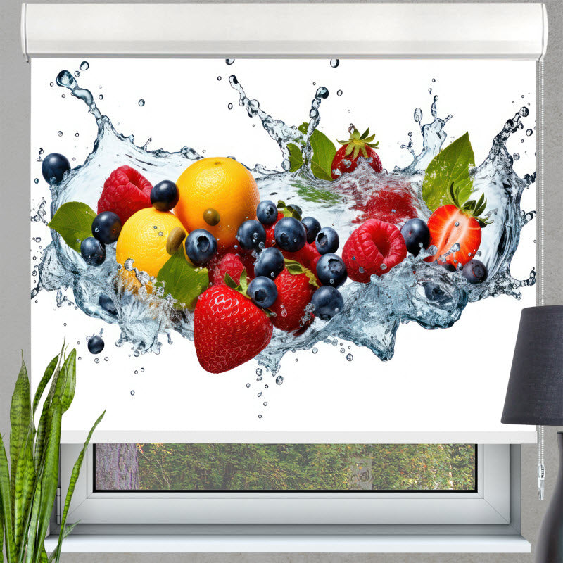 Kassettenrollo mit Motiv: Bunte Obstexplosion V4