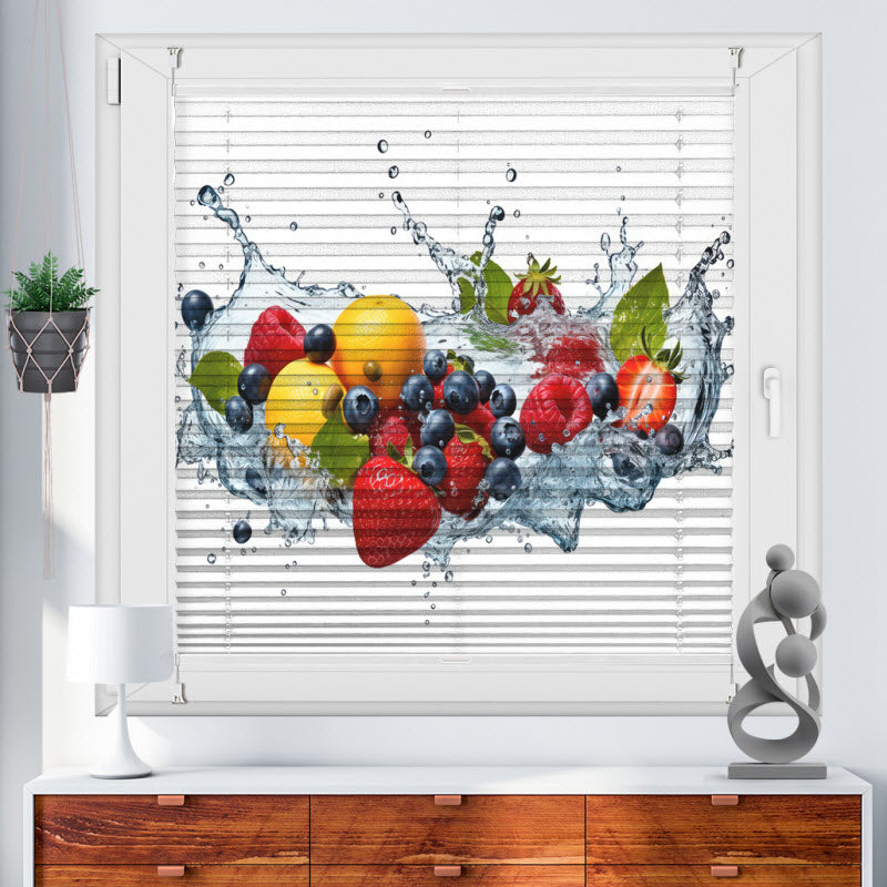 Wabenplissee mit Motiv: Bunte Obstexplosion V4