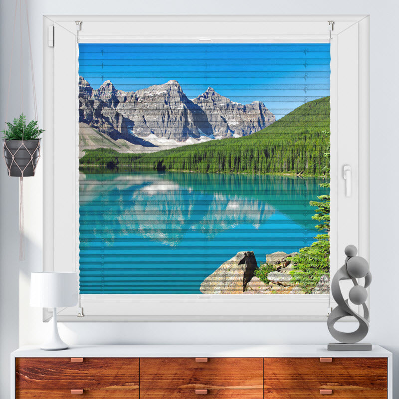 Wabenplissee mit Motiv: Fluss Louise in Kanada