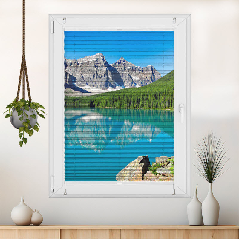 Wabenplissee mit Motiv: Fluss Louise in Kanada