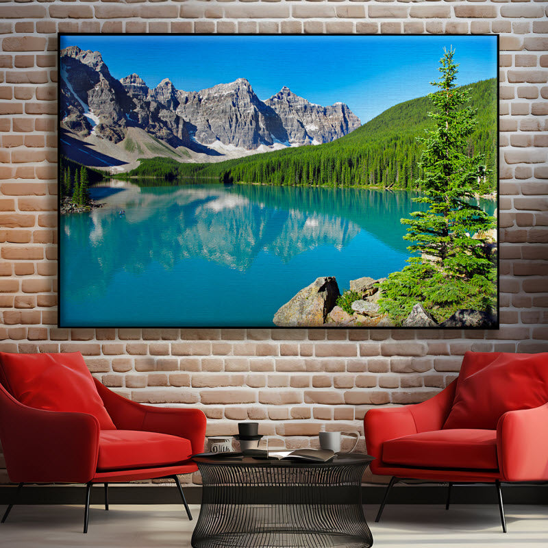 Textilspannrahmen mit Motiv: Fluss Louise in Kanada