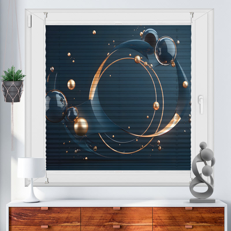 Wabenplissee mit Motiv: Fliegende Geometrieformen