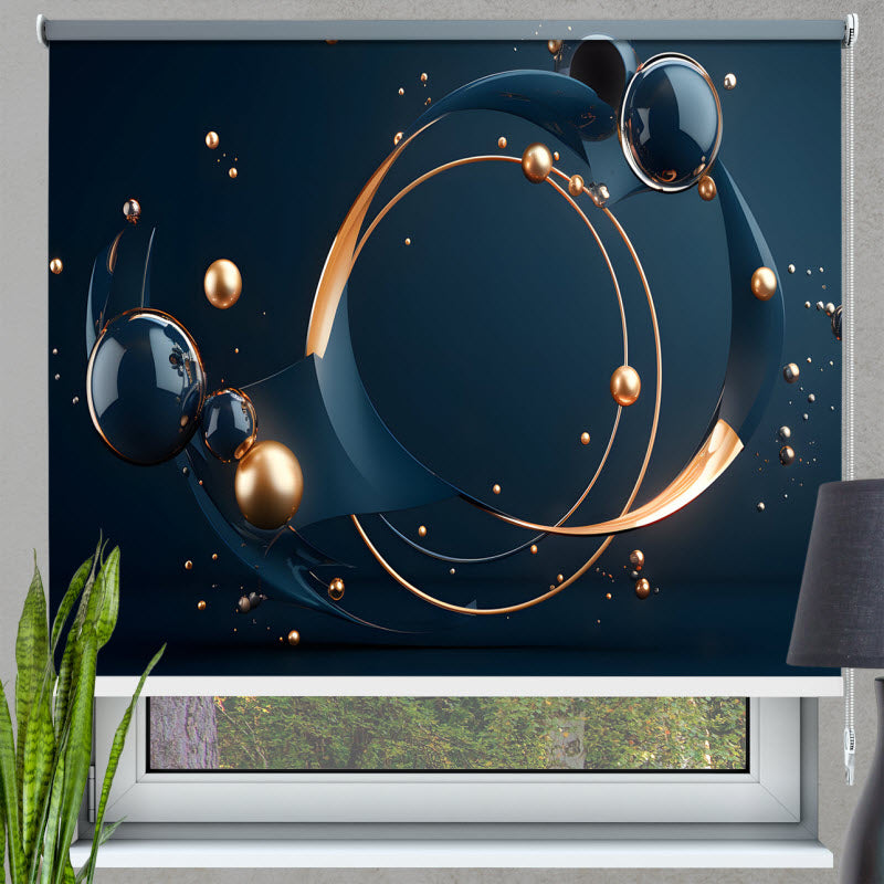 Rollo mit Motiv: Fliegende Geometrieformen