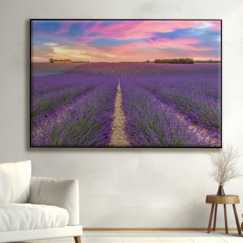 Textilspannrahmen mit Motiv: Lila Lavendelfeld