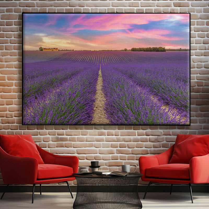 Textilspannrahmen mit Motiv: Lila Lavendelfeld