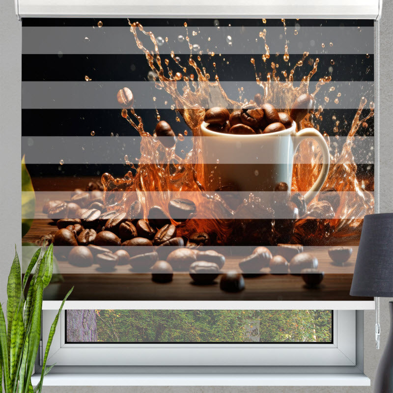 Doppelrollo mit Motiv: Mokkabohnen