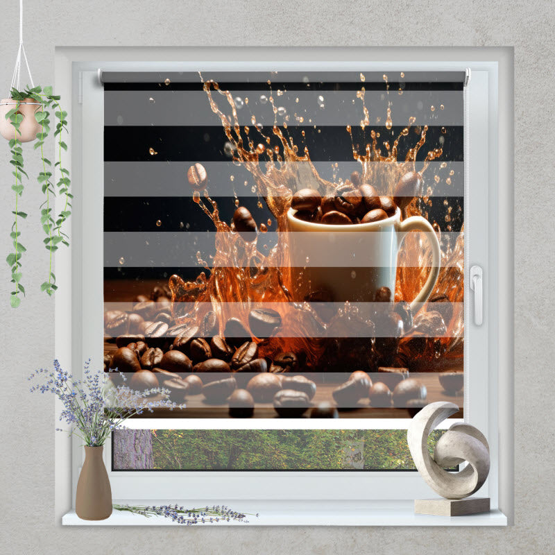 Klemmfix Doppelrollo mit Motiv: Mokkabohnen