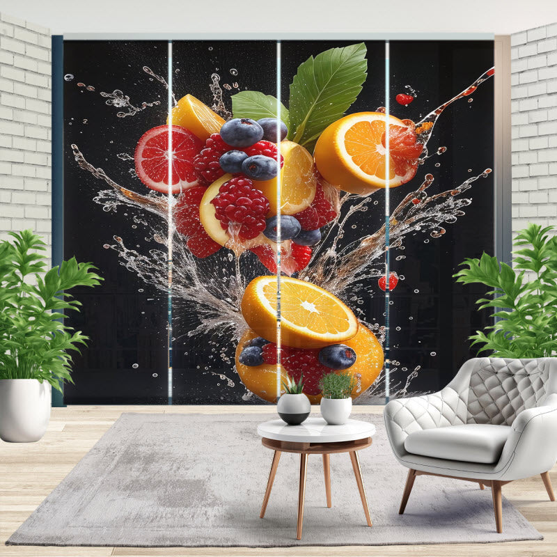 Schiebegardine mit Motiv: Bunte Obstexplosion V1
