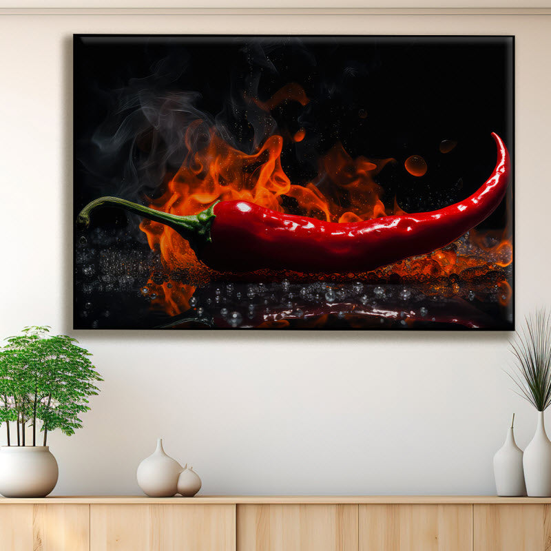 Textilspannrahmen mit Motiv: Feurige Peperoni