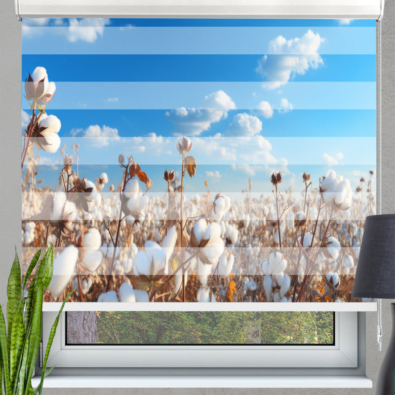 Doppelrollo mit Motiv: Baumwollfeld