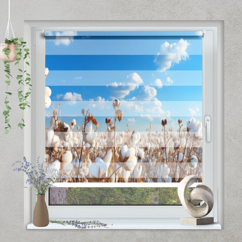 Klemmfix Doppelrollo mit Motiv: Baumwollfeld