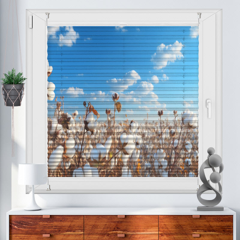 Wabenplissee mit Motiv: Baumwollfeld