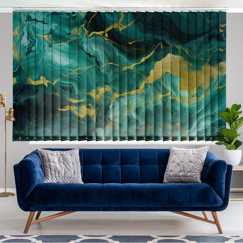Lamellenvorhang mit Motiv: Abstraktes türkis-gold Muster