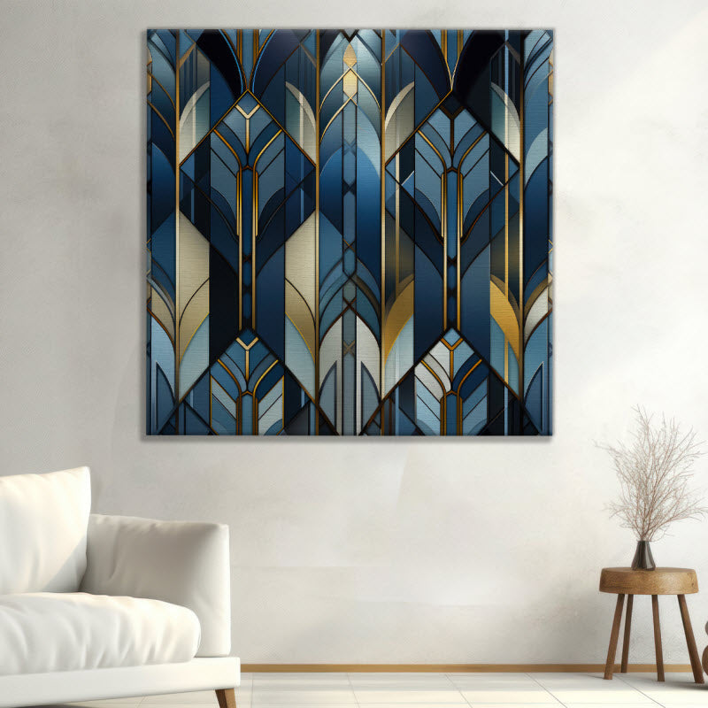 Leinwand mit Motiv: Gold-blau Geometrie