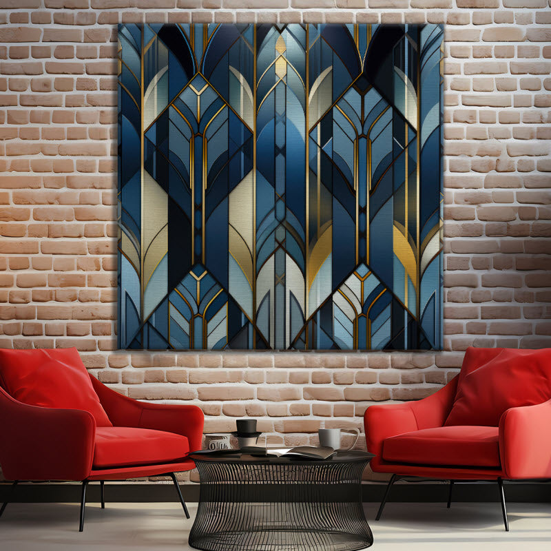 Leinwand mit Motiv: Gold-blau Geometrie