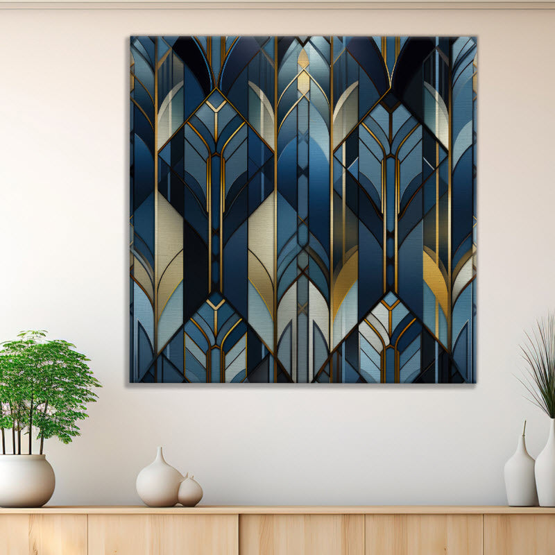 Leinwand mit Motiv: Gold-blau Geometrie