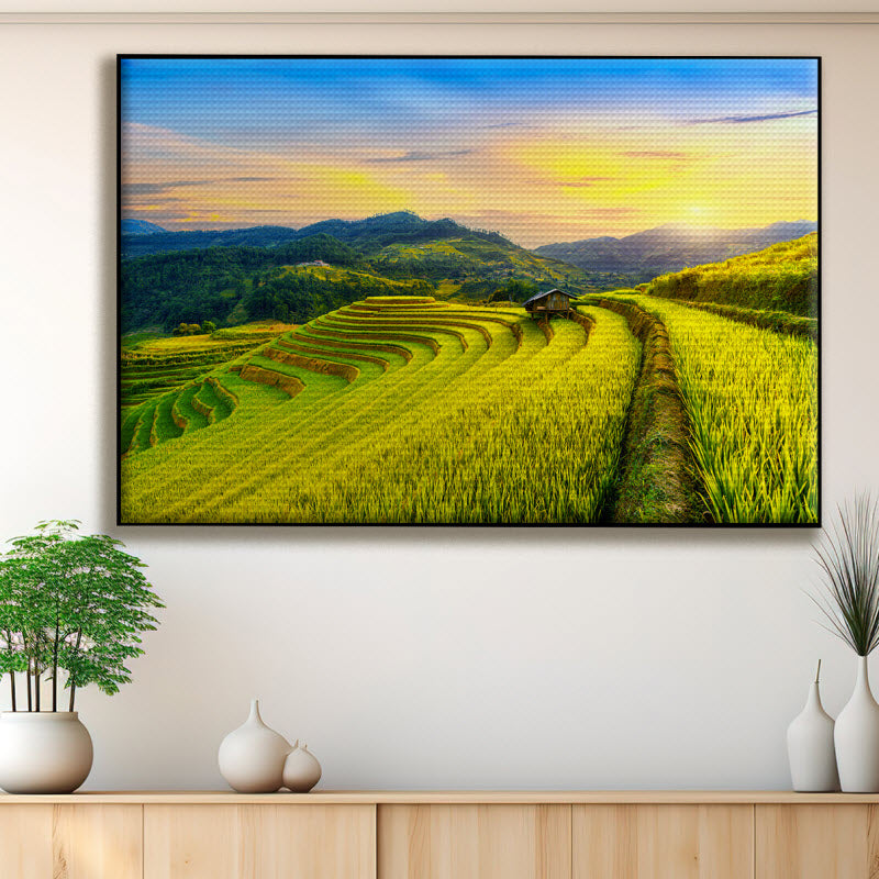 Akustikstoff mit Motiv: Reisfeld