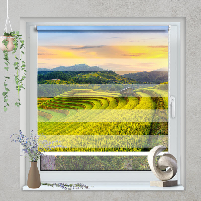 Klemmfix Doppelrollo mit Motiv: Reisfeld