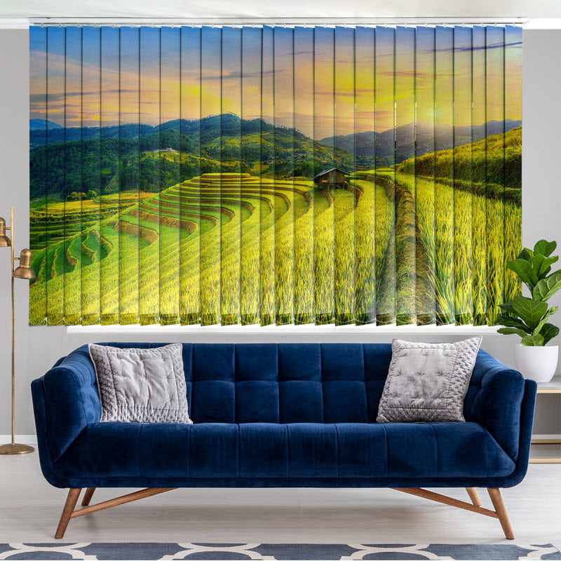 Lamellenvorhang mit Motiv: Reisfeld