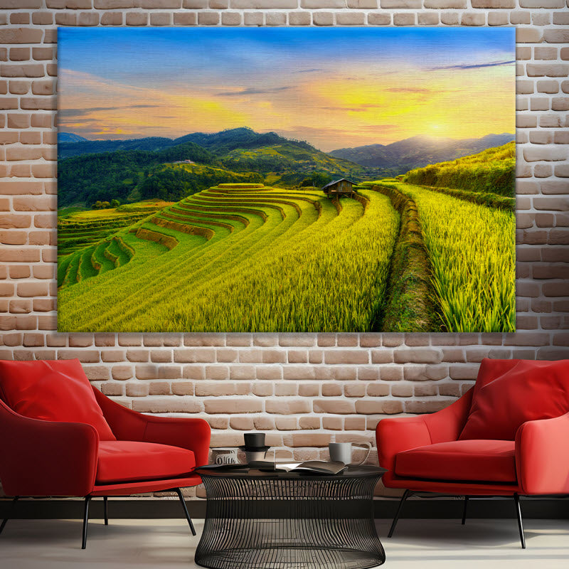 Leinwand mit Motiv: Reisfeld