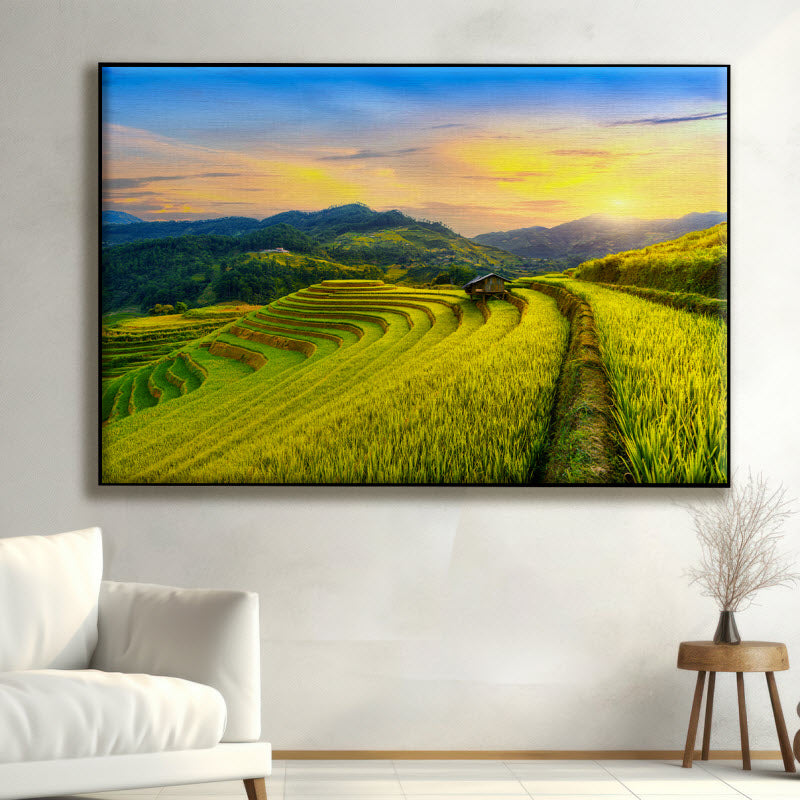 Textilspannrahmen mit Motiv: Reisfeld