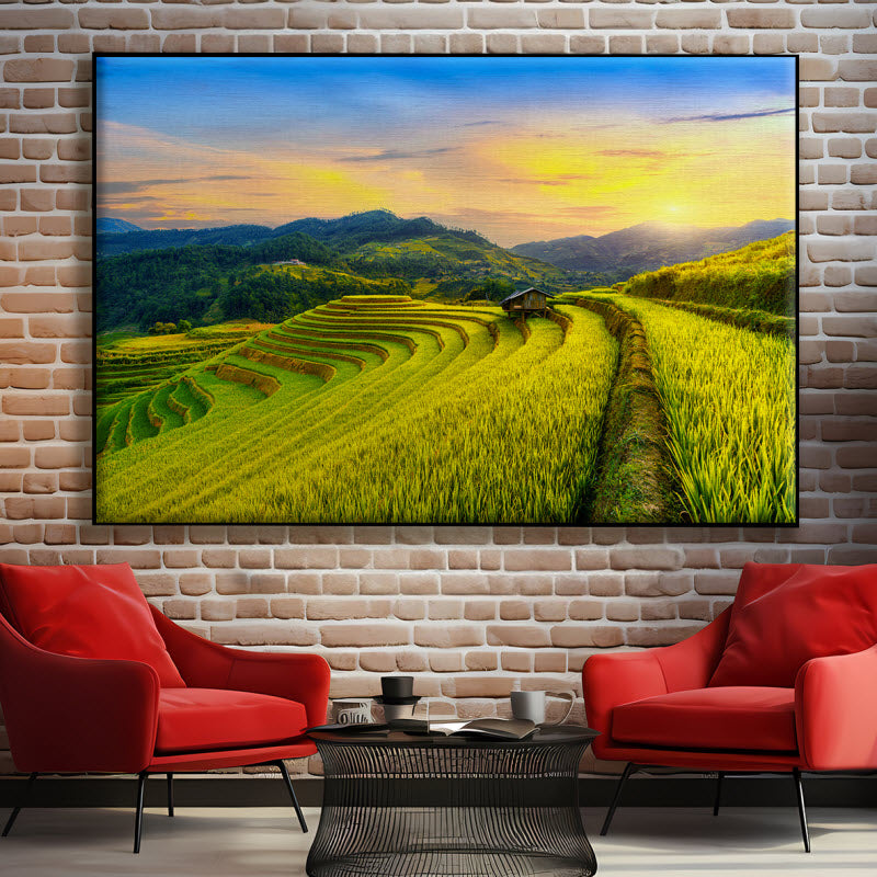 Textilspannrahmen mit Motiv: Reisfeld